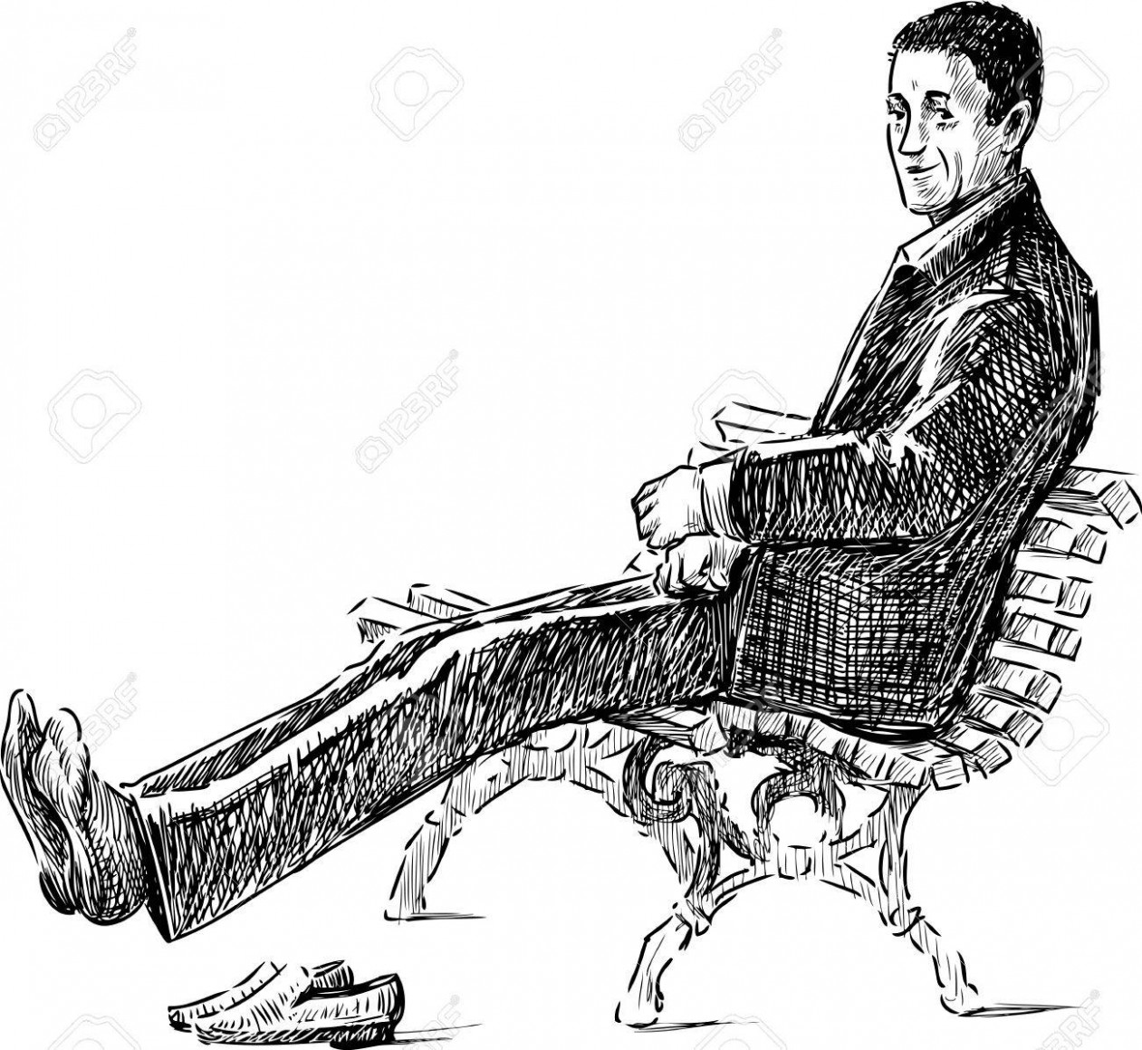 1261x1159 Park Bench Sketch Cotton - Park Bench Sketch