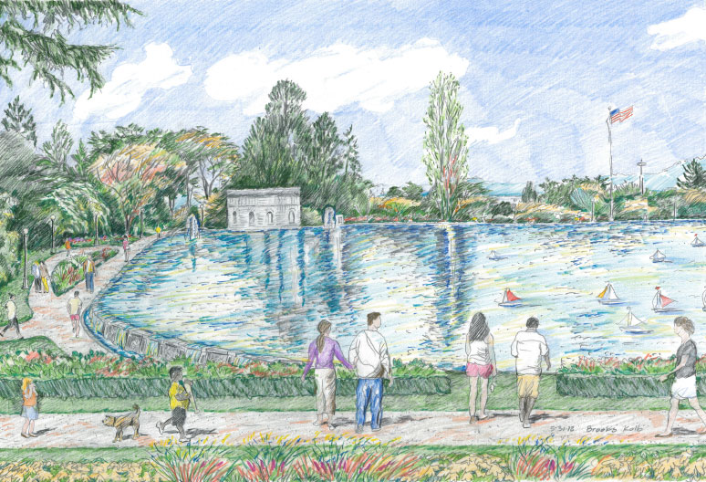 774x528 Volunteer Park Sketch Lg Chs Capitol Hill Seattle - Park Sketch