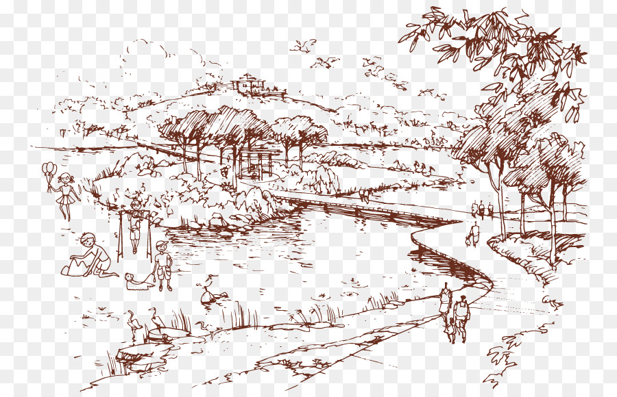 900x580 Drawing Royalty Free Park Sketch - Park Sketch