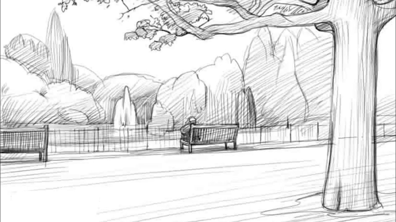 1280x720 How To Draw A Park - Parking Sketch
