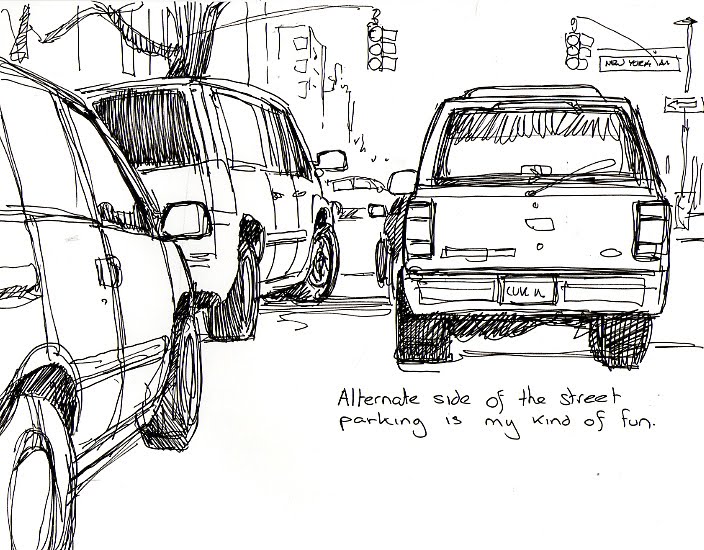 704x550 Sketch Of The Day Alternate Side Of The Street Parking - Parking Sketch