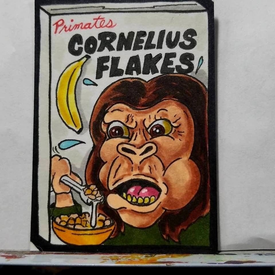 960x960 Sketch Card Art Wacky Packages Parody Corn Flakes Planet Of The - Parody Sketch