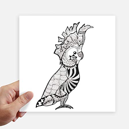 450x450 Diythinker Cute Parrot Bird Animal Portrait Sketch Square Stickers - Parrot Bird Sketch