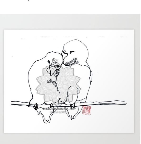 593x608 Lovebirds Parrot Sketch Drawing Illustrationtropical Bird - Parrot Sketch