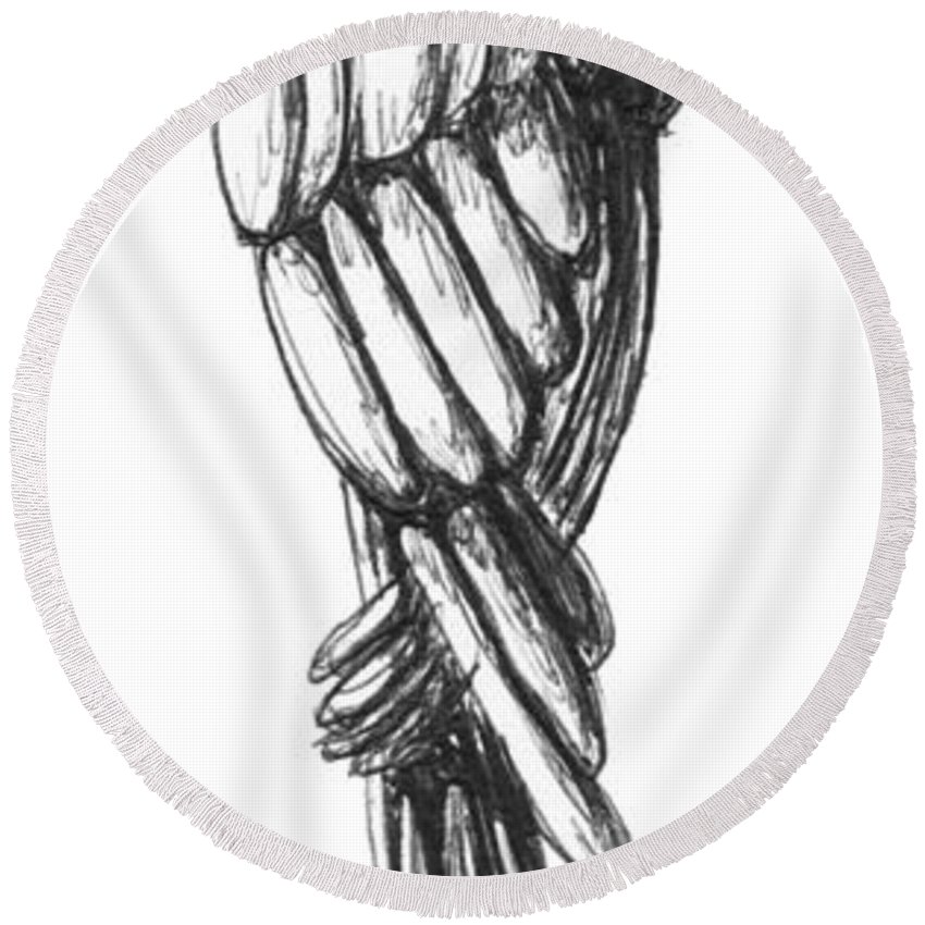 850x850 Parrot Ink Sketch Original Art By Madart Round Beach Towel For - Parrot Sketch Images