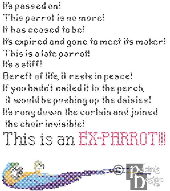570x642 Dead Parrot Sketch Rant Cross Stitch Pattern Pdf Etsy - Parrot Sketch Images