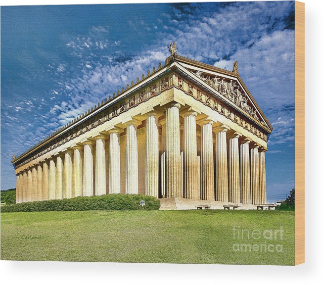 655x576 Parthenon Full Scale Replica Color Sketch Wood Print By Garland - Parthenon Sketch