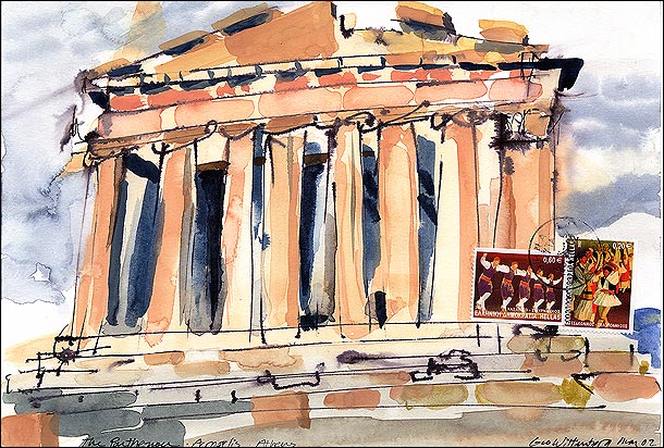 610x412 The Parthenon Postcard Art Gallery - Parthenon Sketch