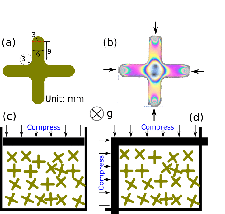 723x687 A) Sketch Of Cross Particle Geometry. (B) Photoelastic Response - Particle Sketch