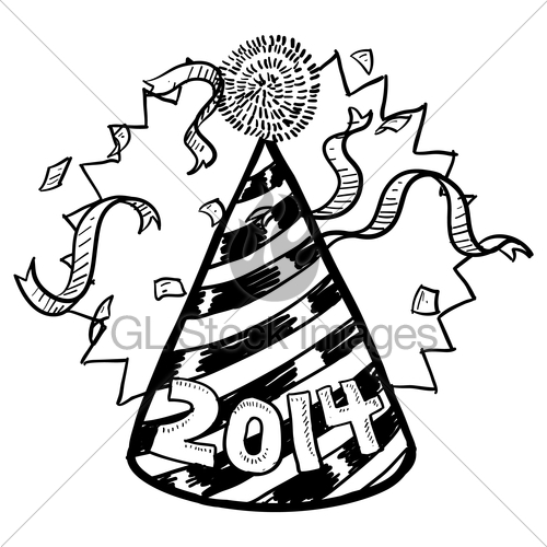 500x500 New Year 2014 Party Hat Gl Stock Images - Party Hat Sketch
