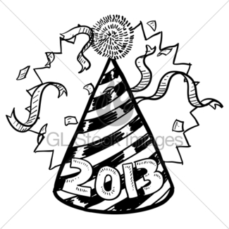 325x325 Party Hat And Noisemaker Sketch Gl Stock Images - Party Hat Sketch
