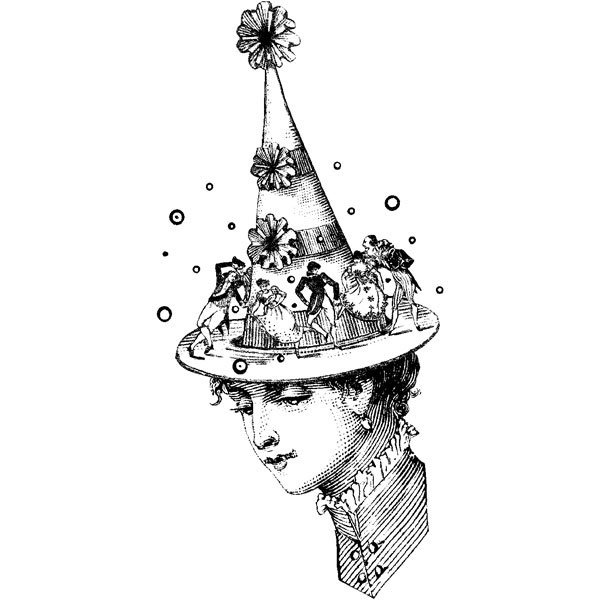 600x600 Party Hat Wood Mounted Stamp By Sandra Evertson - Party Hat Sketch