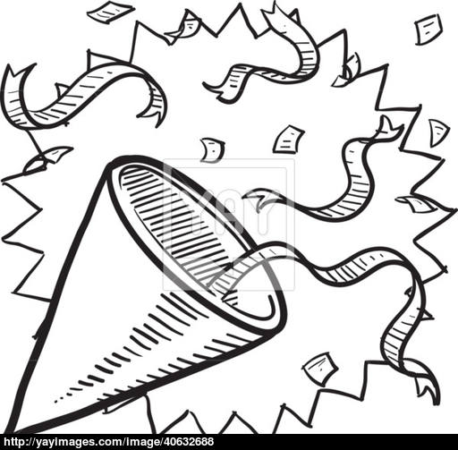 512x503 Party Hat With Confetti Sketch Vector - Party Hat Sketch