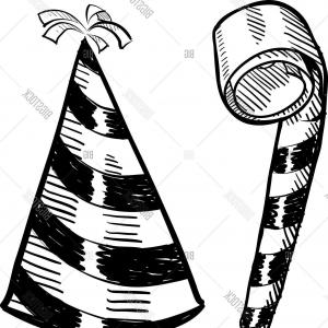 300x300 Stock Illustration Party Hat Colored Sketchy Vector Arenawp - Party Hat Sketch