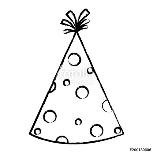 500x500 Sketch Of Party Hat With Dots Over White Background, Vector - Party Hat Sketch