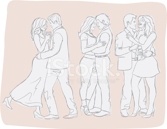 566x439 Party Couples Sketch Stock Vector - Party Sketch