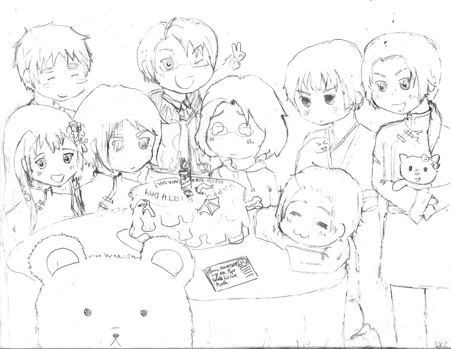900x697 Hk Canada Bday Party Sketch By Orangepumpkins - Party Sketch