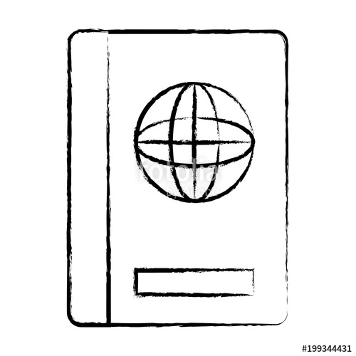 500x500 Sketch Of Passport Icon Over White Background, Vector Illustration - Passport Sketch