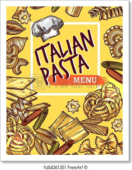450x580 Free Art Print Of Vector Italian Pasta Sketch Poster Restaurant - Pasta Sketch