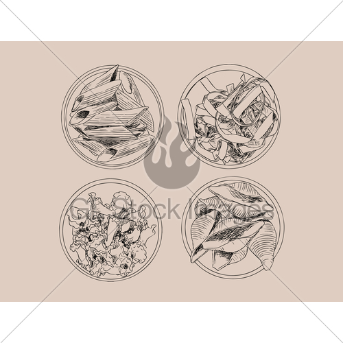 500x500 Collection Of Home Made Pasta Sketch Vector. Gl Stock Images - Pasta Sketch