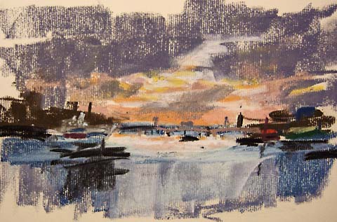 480x317 Pastel Sketch From Under Tower Bridge In London - Pastel Sketch