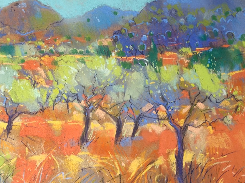 1000x748 Spanish Interior Landscape Pastel Sketch By Richard Suckling - Pastel Sketch