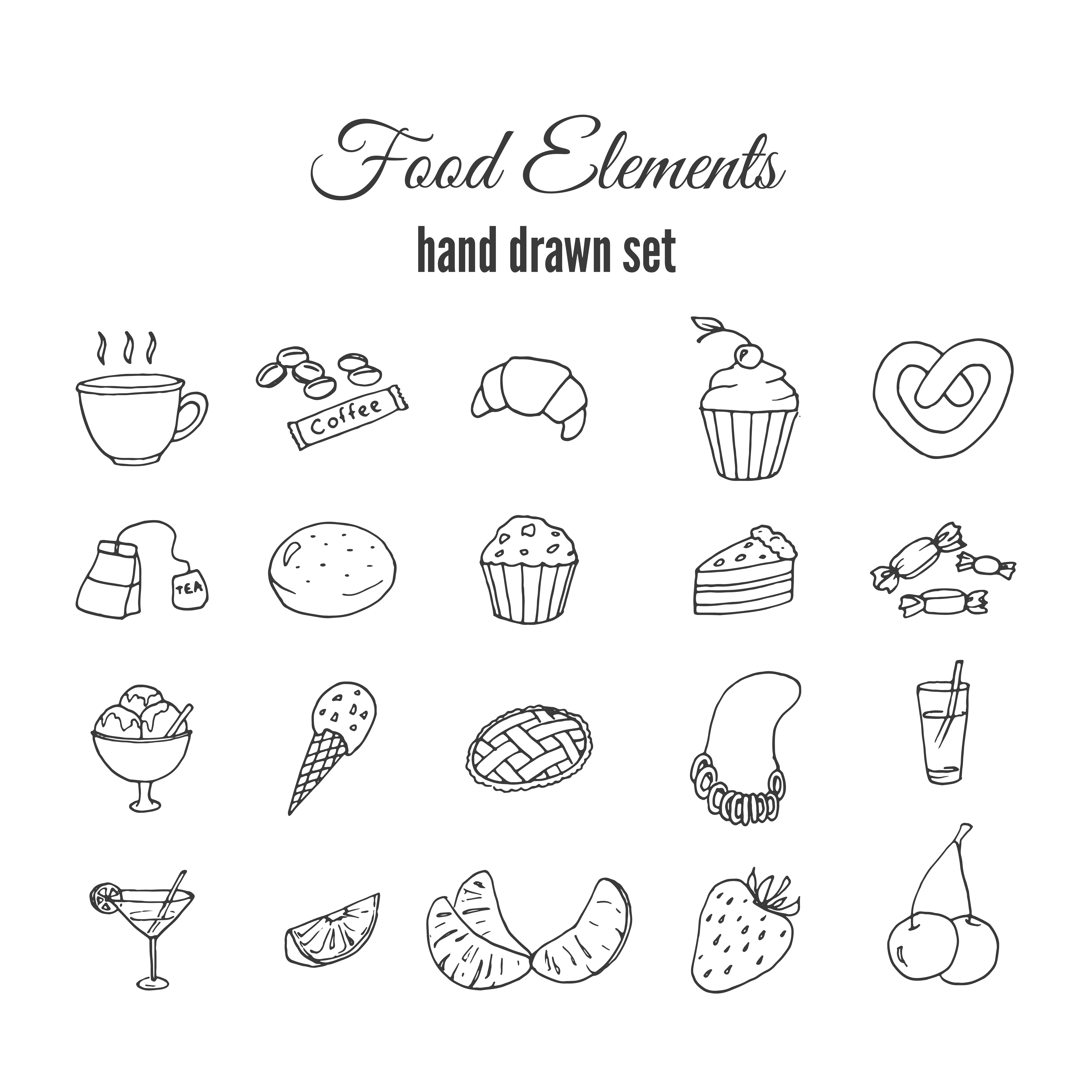6944x6944 Hand Drawn Sweet Pastry Set. Bakery Vector Elements Sketch - Pastry Sketch