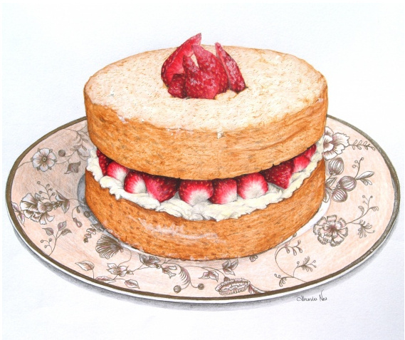 569x477 Amazing Vintage Pastry Sketch A Vintage Rose - Pastry Sketch