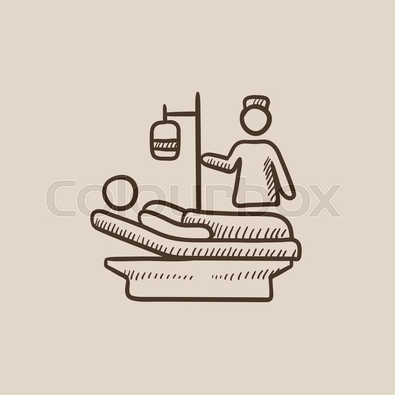 800x800 Nurse Attending A Patient Lying On The Bed Sketch Icon For Web - Patient Sketch