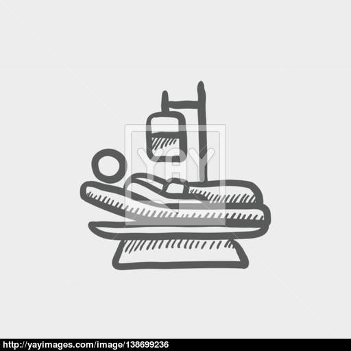 512x512 Patient Is Lying In Medical Bed Sketch Icon Vector - Patient Sketch