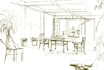 424x286 Interior Sketch Of Patio Area Pierre Studios - Patio Sketch