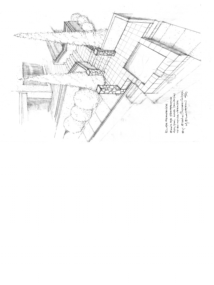 728x970 Patio To Pool And Spa Transition Area Perspective Sketch - Patio Sketch
