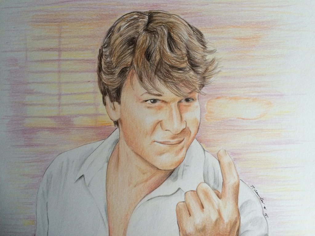 1024x768 Patrick Swayze Dirty Dancing Drawing By Billyboyuk - Patrick Swayze Sketch