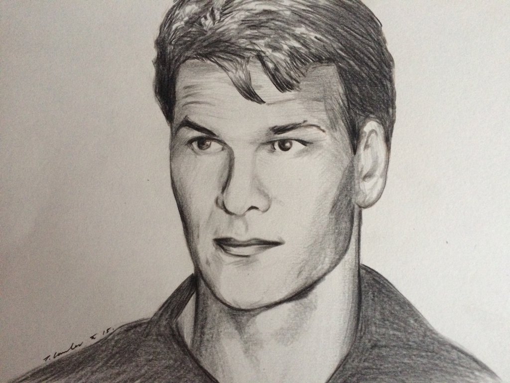 1024x768 Patrick Swayze Pencil Drawing By Billyboyuk - Patrick Swayze Sketch