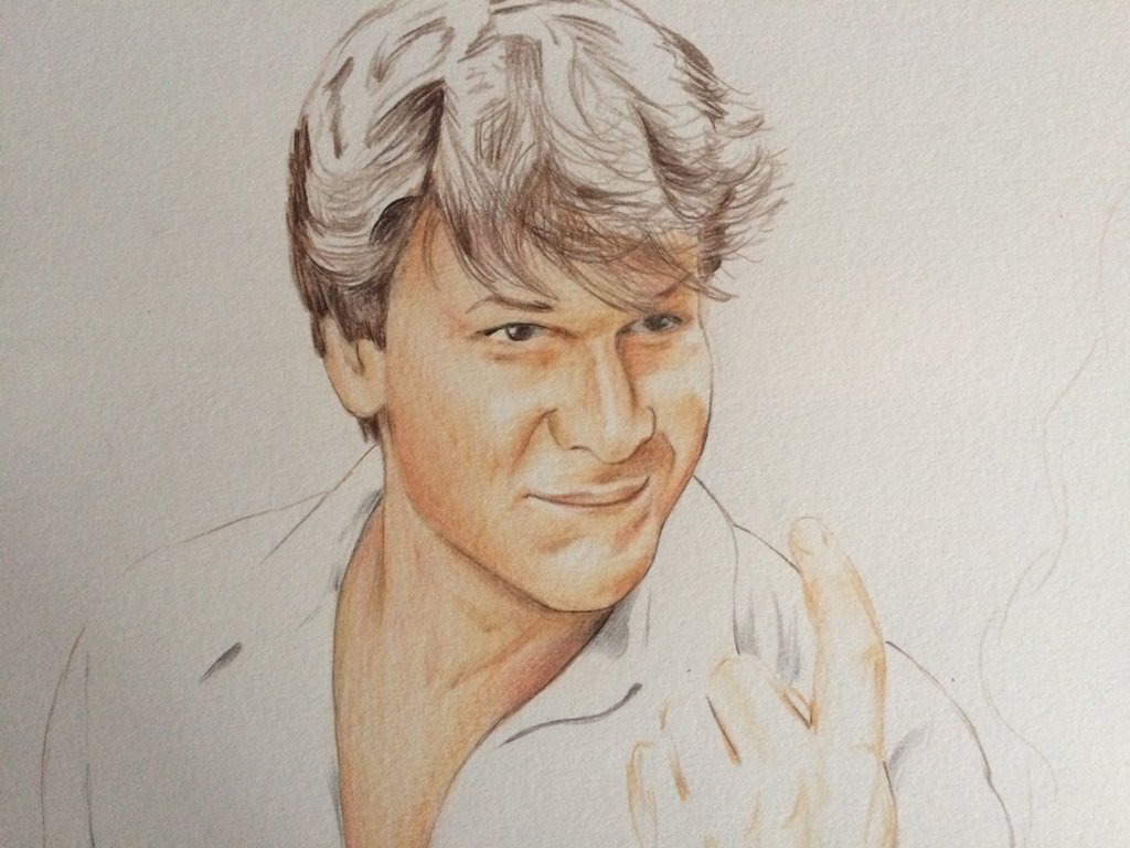 1024x768 Dirty Dancing Patrick Swayze Drawing Wip By Billyboyuk - Patrick Swayze Sketch