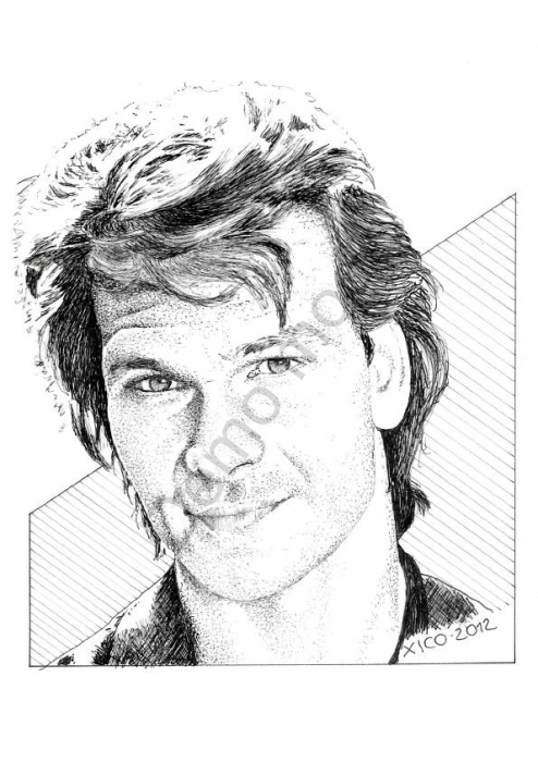 494x700 Portrait Of Patrick Swayze By Fcarlos On Stars Portraits - Patrick Swayze Sketch