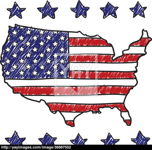 512x505 Patriotic United States Map Sketch Vector - Patriotic Sketches