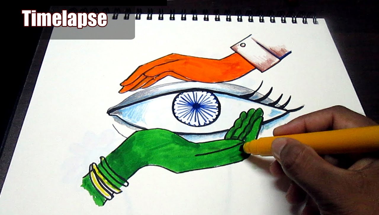 1280x728 Creative Drawing (Happy Independence Day) For Kids Time Lapse - Patriotic Sketches
