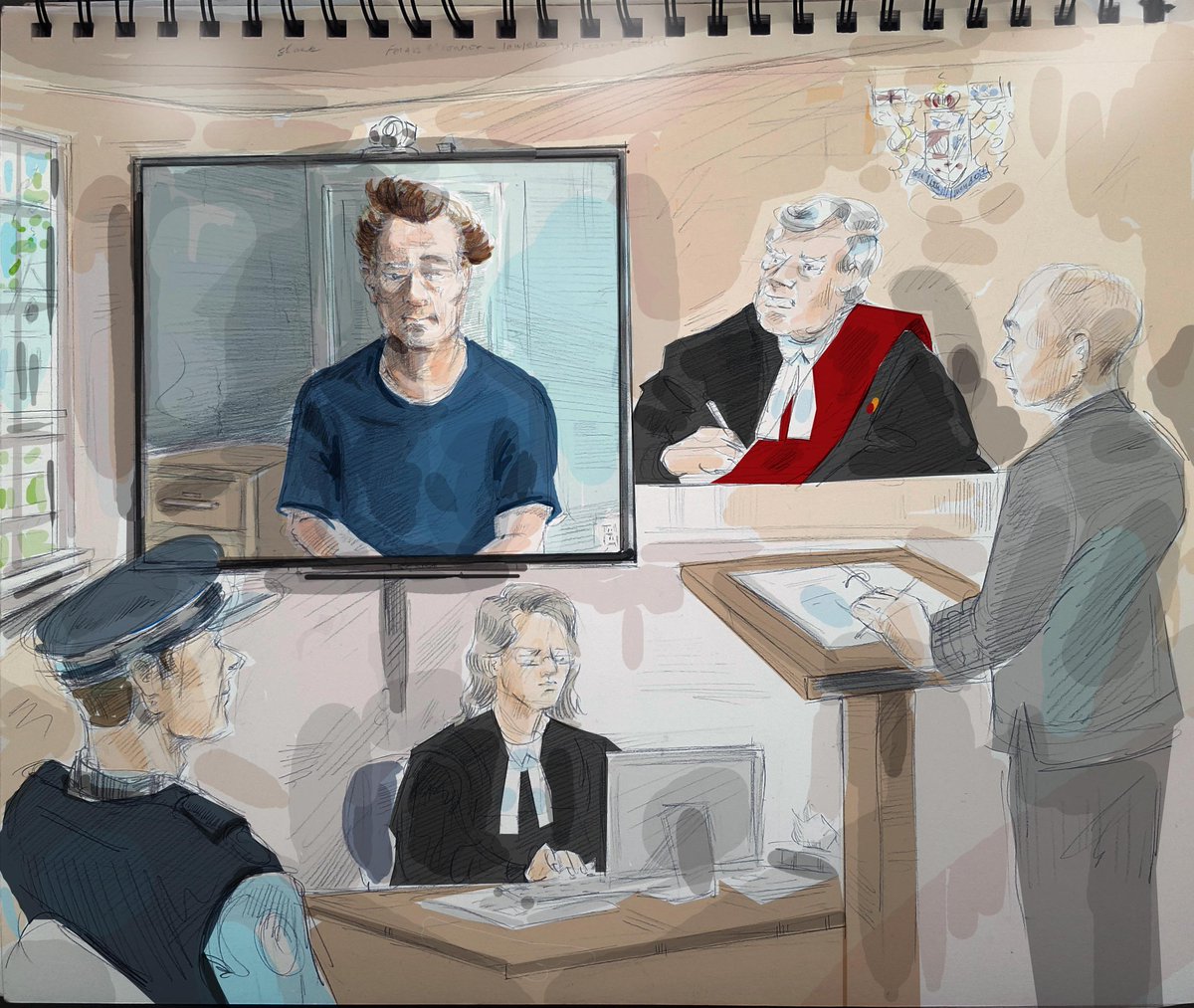 1200x1013 Alexandra Newbould On Twitter Sketch From The Napanee Courthouse - Paul Bernardo Sketch