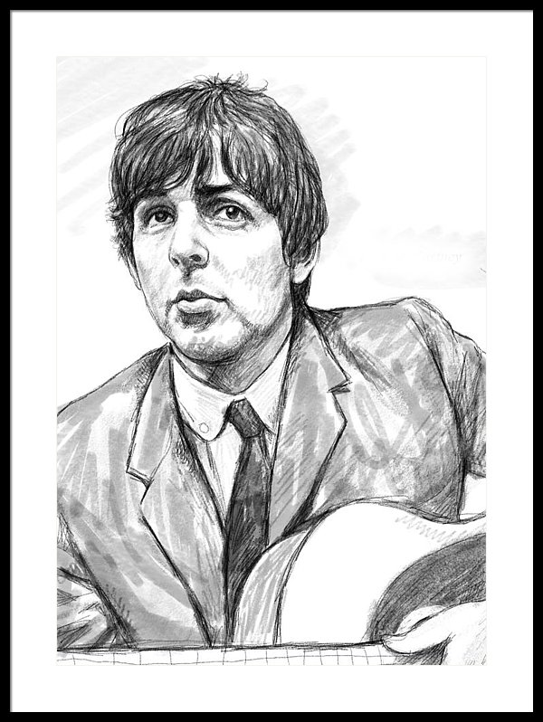600x798 Paul Mccartney Art Drawing Sketch Portrait Framed Print By Kim Wang - Paul Mccartney Sketch