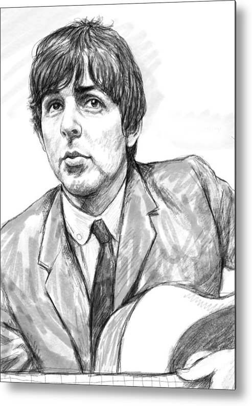 493x796 Paul Mccartney Art Drawing Sketch Portrait Metal Print By Kim Wang - Paul Mccartney Sketch