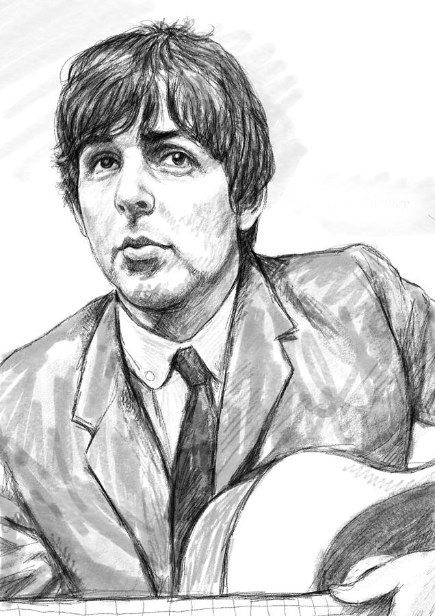 636x900 Paul Mccartney Art Drawing Sketch Portrait Painting By Kim Wang - Paul Mccartney Sketch