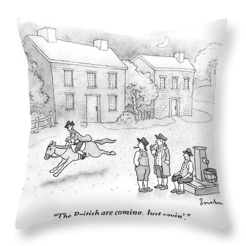 500x500 Paul Revere Rides Past Two Colonial Men Smoking Throw Pillow For - Paul Revere Sketch