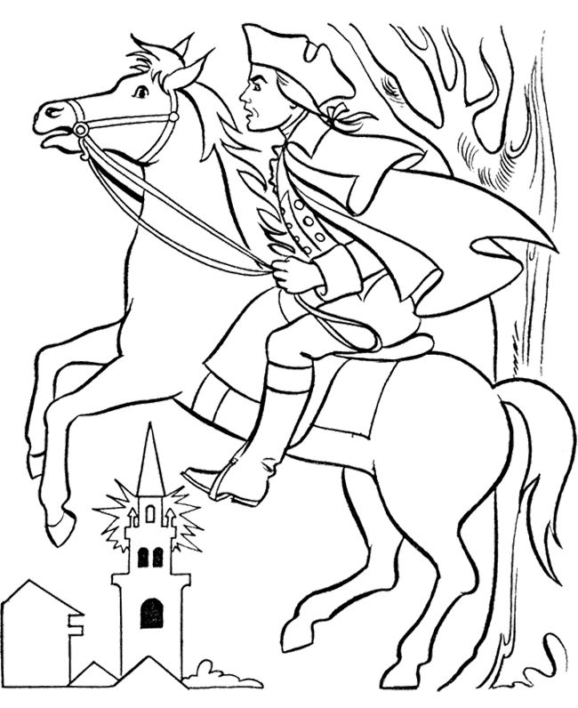 650x796 Paul Revere With Horse Coloring - Paul Revere Sketch