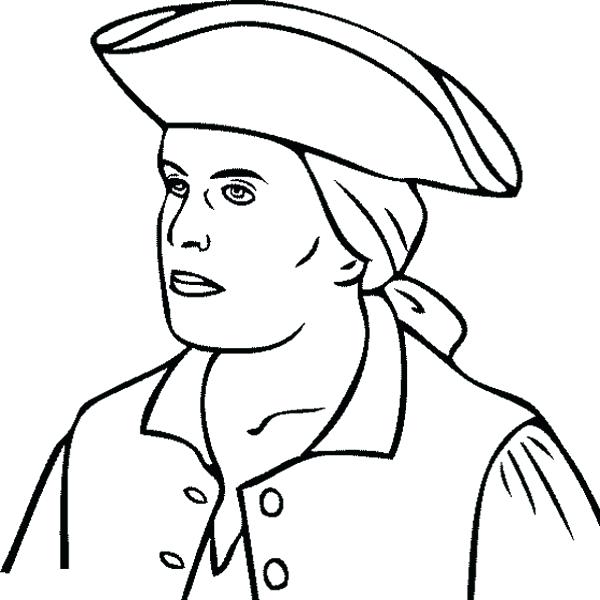 600x600 Paul Revere Coloring - Paul Revere Sketch