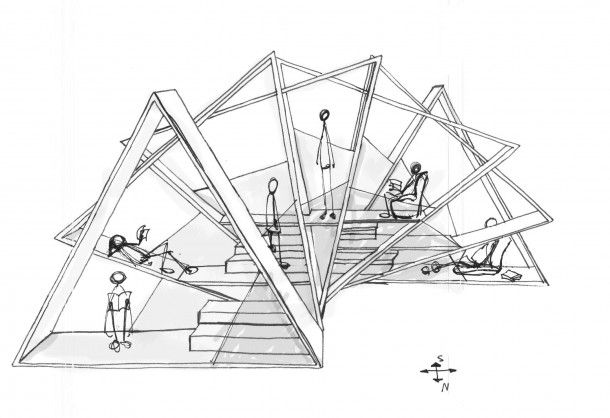 610x418 Sketch Pj Shelter Pavillion Architecture - Pavilion Sketches
