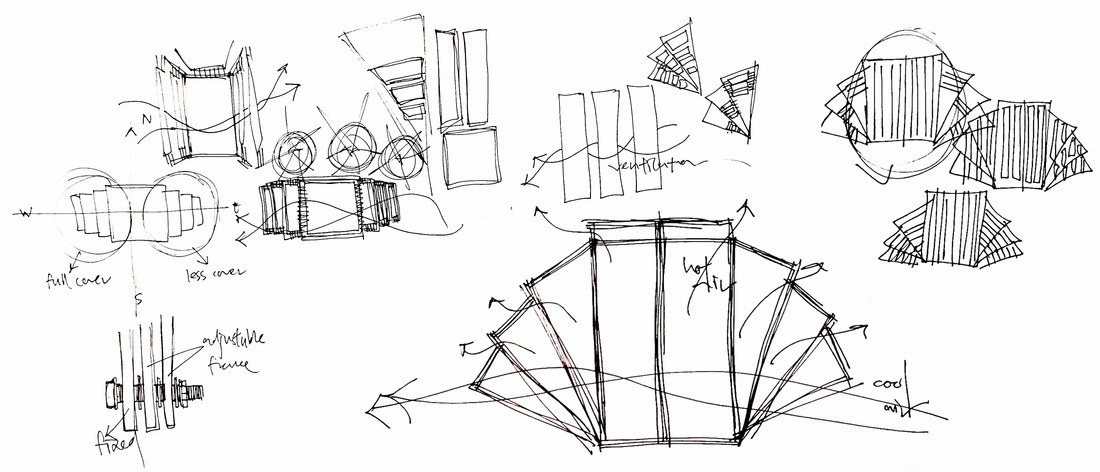 1100x472 Fold Able Recycle Pavilion - Pavilion Sketches
