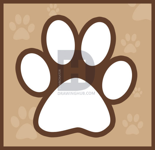 526x507 Draw A Paw Print, Step By Step, Drawing Guide, By Darkonator - Paw Print Sketch