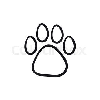 320x320 Paw Print Vector Sketch Icon Isolated On Background. Hand Drawn - Paw Print Sketch