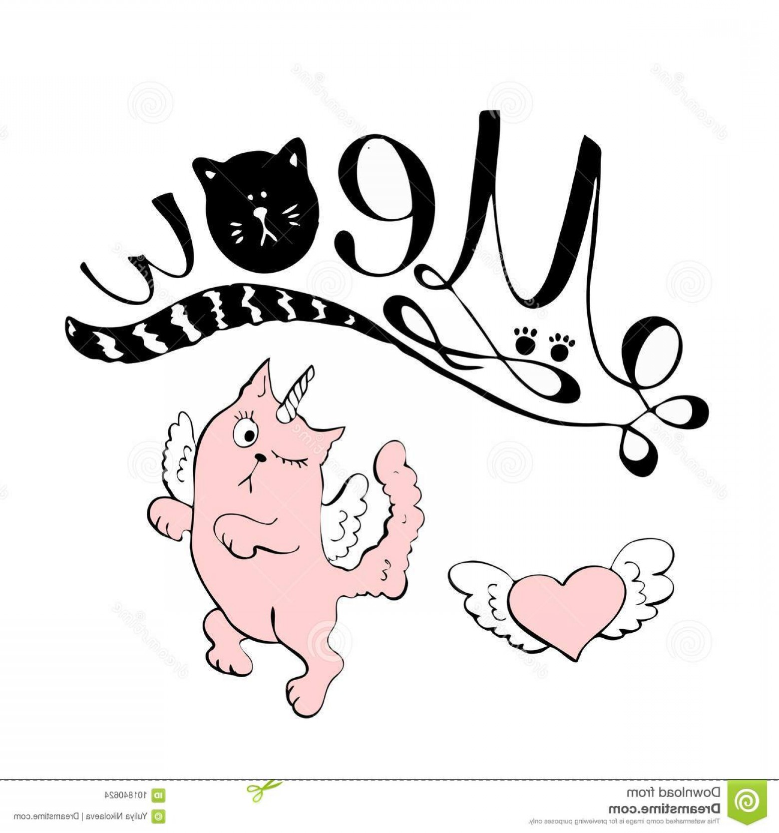 1560x1668 Vector Black Lettering Meow Cute Cat Paw Print Vector Black - Paw Print Sketch